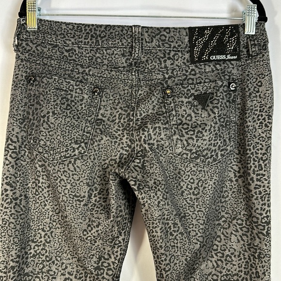 Guess Grey Leopard Print Bejeweled Power Skinny Jeans - Picture 9 of 12